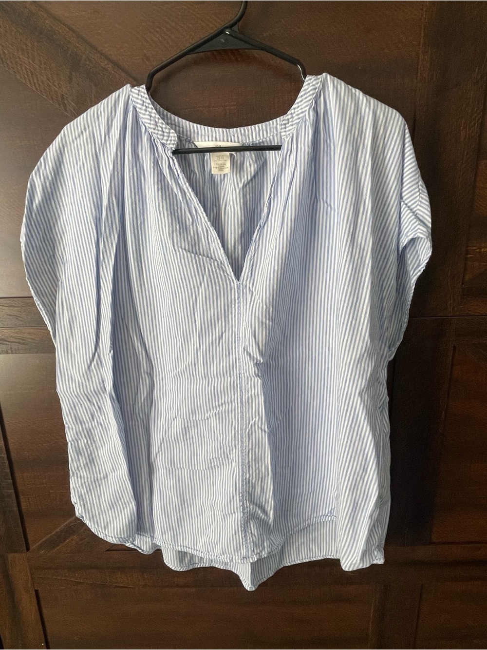 H&M Light Blue and White Striped V-Neck Tunic